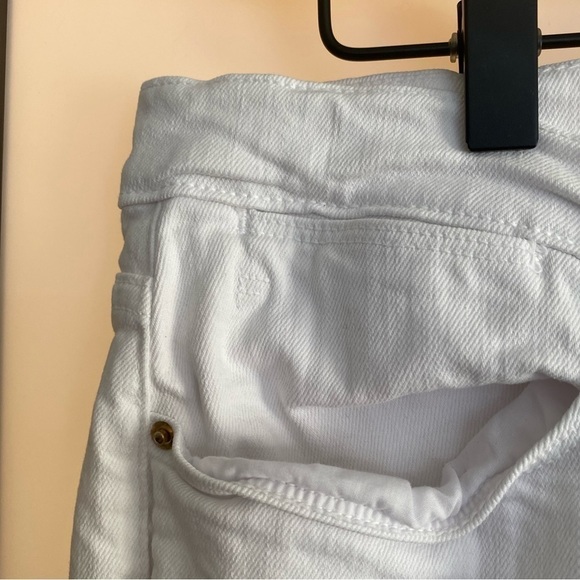 FRAME Le High Straight Blanc white jeans raw hem. Size 32 - Picture 3 of 16